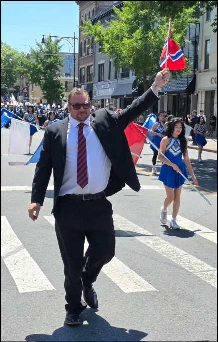 Tom Stanten marching in a Brooklyn parade